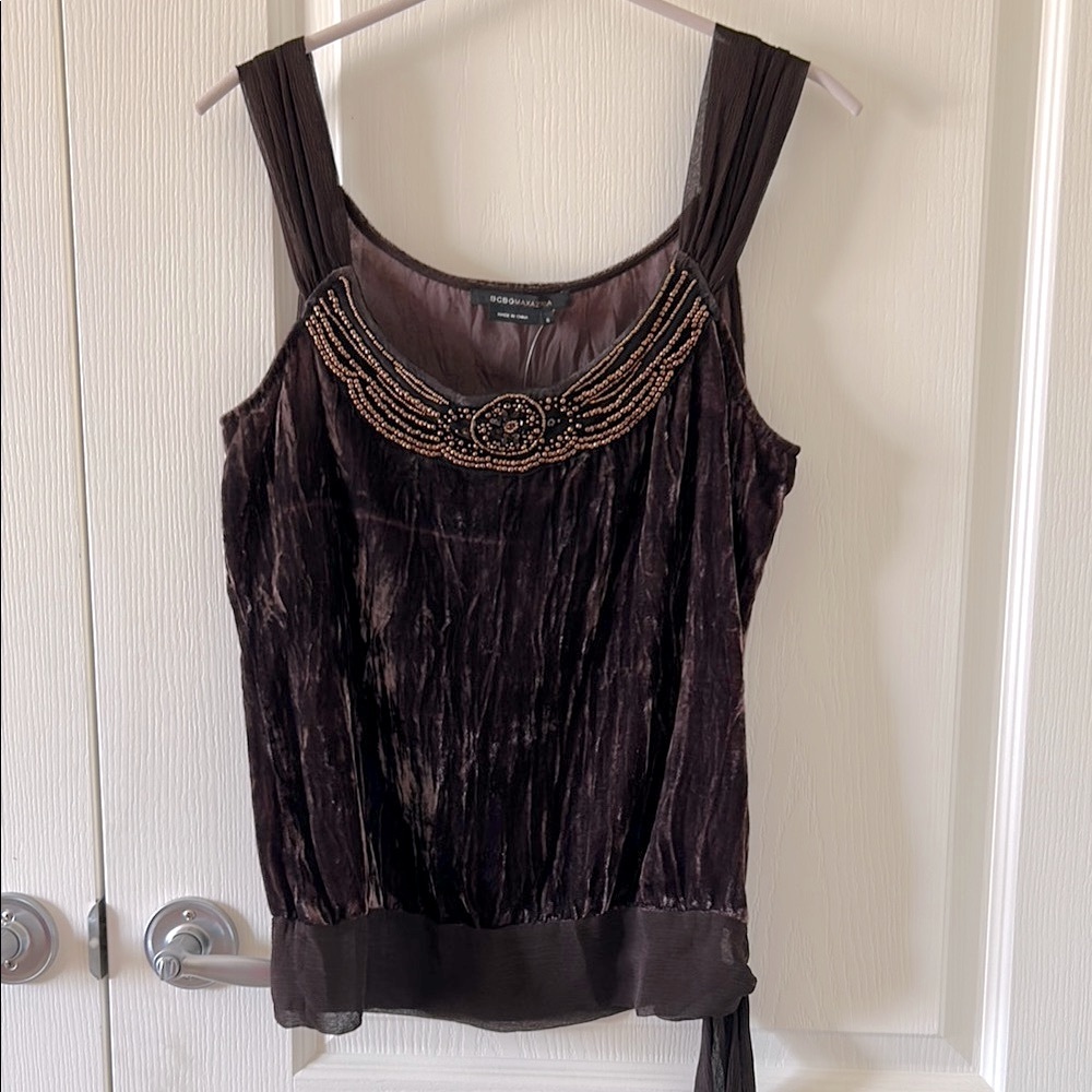 New BCBG Max Azria Silk Velvet Top Size Small
